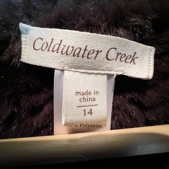 Coldwater Creek Chocolate Brown Faux Fur Button-up Reversible Coat Size 14 - Picture 6 of 9